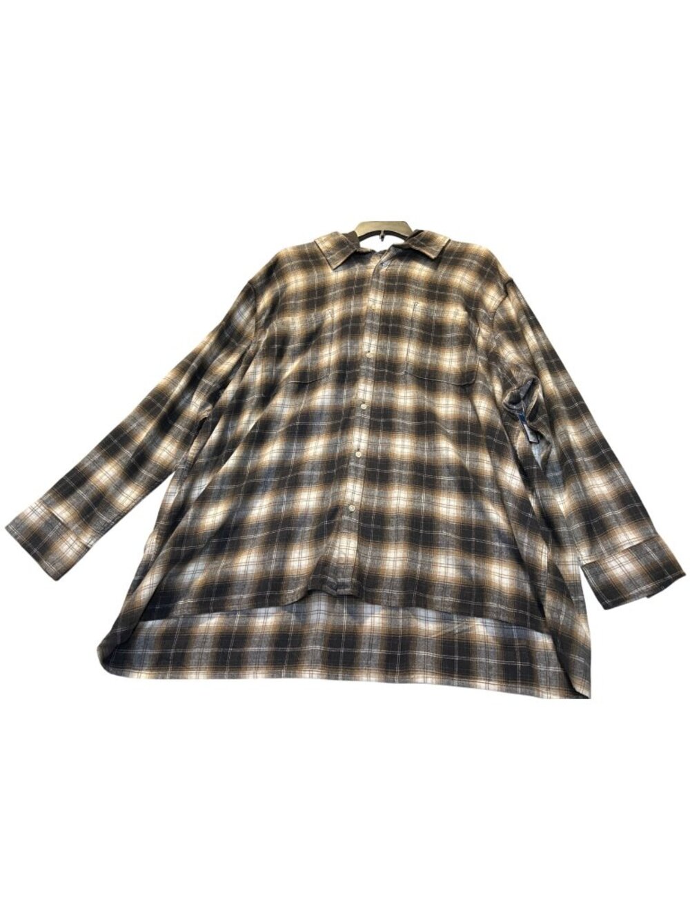 Arizona Jean Co. Mens Size  4XL Black Plaid Big & Tall Button-Up Flannel Shirt